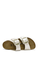 Birkenstock Kadın Beyaz Arizona Big Buckle Bf Graceful Çift Bantlı Metalik Terlik | Derimod
