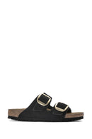 Birkenstock Women's Black Suede Leather Arizona Big Buckle Slippers | Derimod