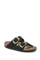 Birkenstock Women's Black Suede Leather Arizona Big Buckle Slippers | Derimod