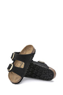 Birkenstock Women's Black Suede Leather Arizona Big Buckle Slippers | Derimod