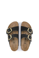 Birkenstock Women's Black Suede Leather Arizona Big Buckle Slippers | Derimod