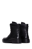 Men's Black Leather Boots Flat Boots | Derimod