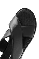 Women's Black Elastic Leather Sandals | Derimod
