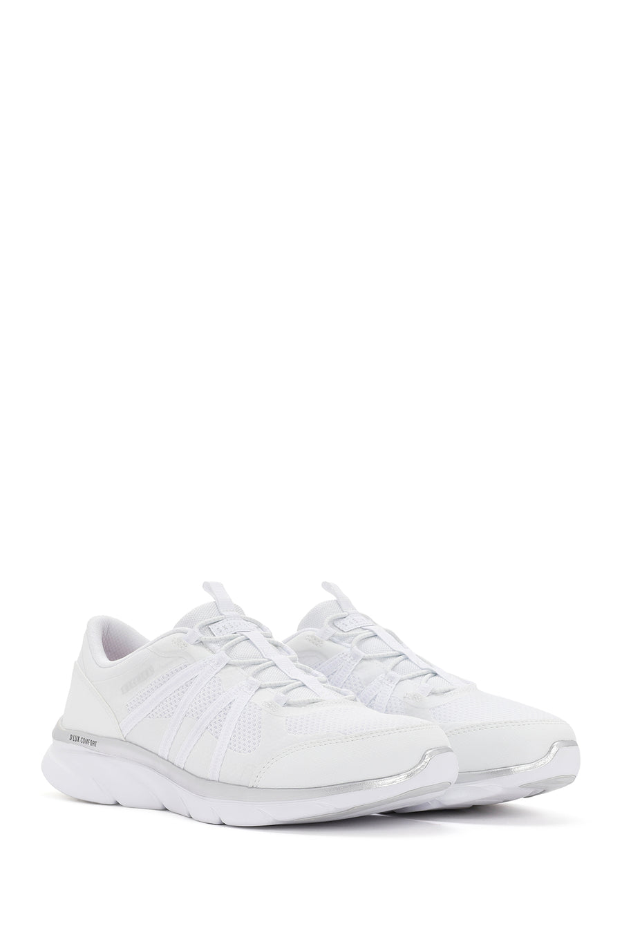 Skechers Women's White D'lux Comfort - Surreal Fabric Sneaker