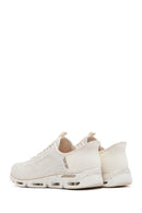 Skechers Women's Beige Glide Step Gratify Lace-Up Fabric Sneakers | Derimod