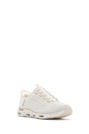 Skechers Women's Beige Glide Step Gratify Lace-Up Fabric Sneakers | Derimod