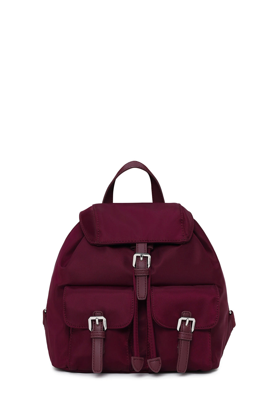 Woman Burgundy Fabric Backpack