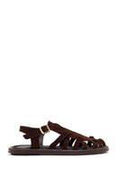 Woman Brown Buckled Suede Leather Sandals | Derimod