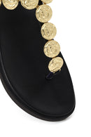 Woman Black Buckled Toe-Post Sandal | Derimod