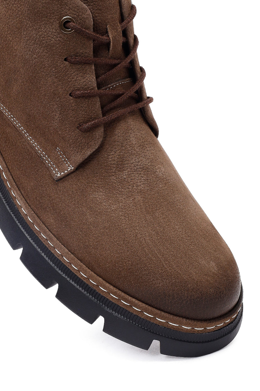 Men's Brown Lace-up Nubuck Leather Casual Boot
