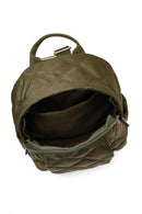 Women's Khaki Quilted Backpack with Accessories | Derimod