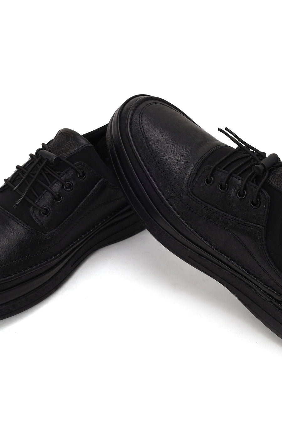 Male Black Lace-Up Leather Casual Shoes