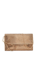 Women's Gold Long Chain Strap Stone Evening Clutch Bag | Derimod