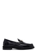 Kadın Siyah Tokalı Deri Maskülen Loafer | Derimod