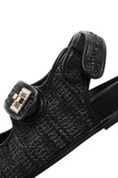 Women's Black Straw Sandals | Derimod