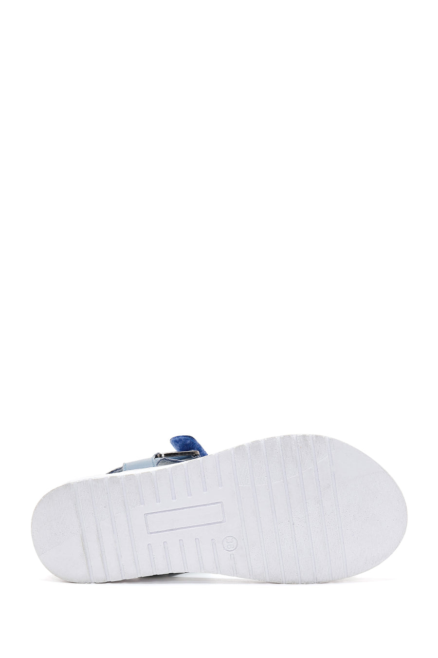Women's Blue Leather Comfort Sandals