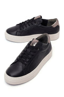 Woman Black Lace-Up Leather Sneaker | Derimod