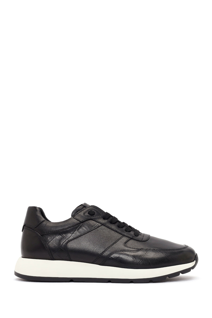 Erkek Siyah Bağcıklı Deri Sneaker 26SFD640318 | Derimod