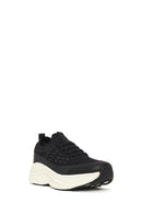 Derimod Zero Woman Black Thick-Soled Lace-Up Fabric Sneakers | Derimod