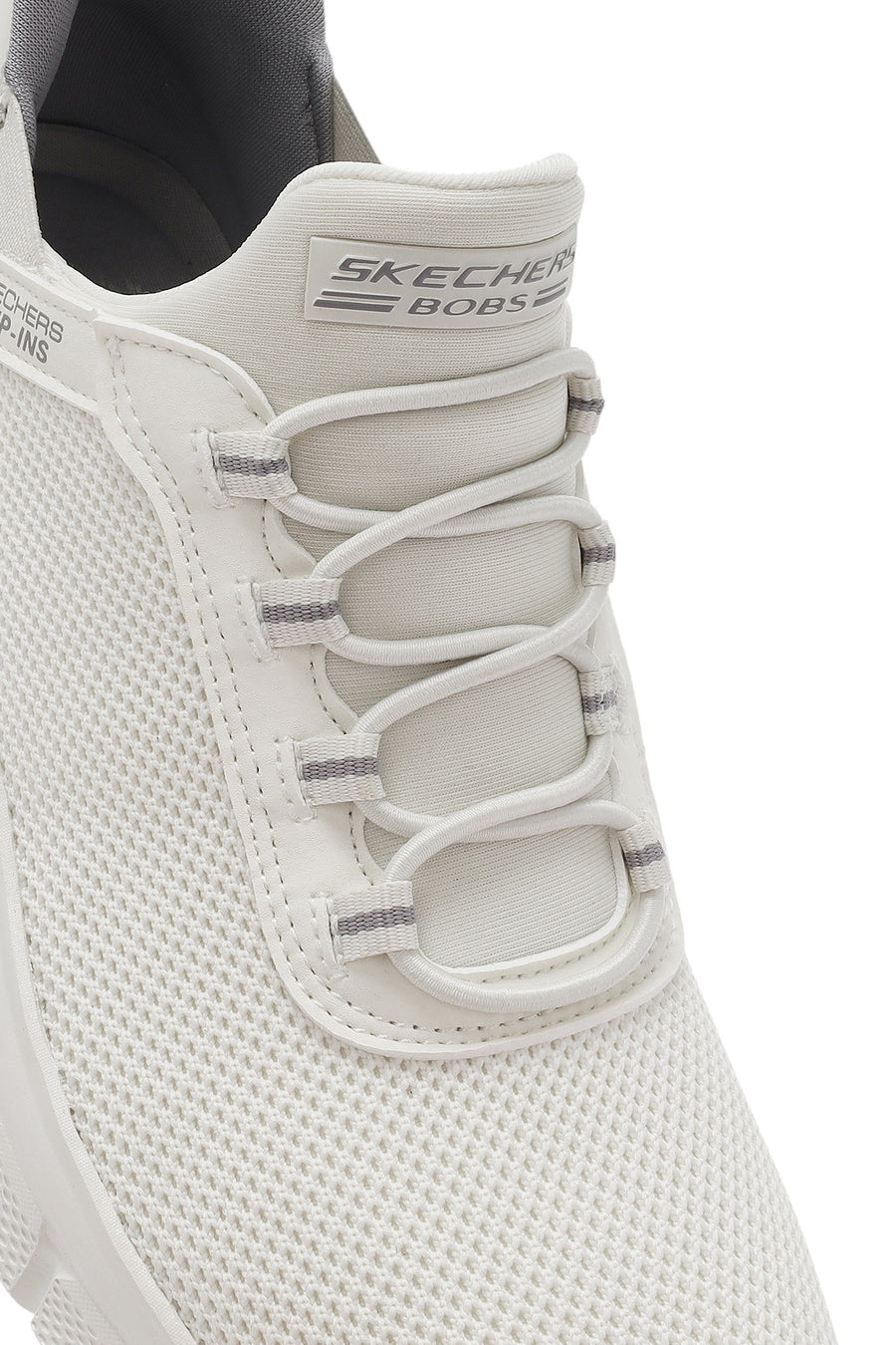 Skechers Women's White Bobs B Flex - Fan Fav Chunky Sole Fabric Sneakers