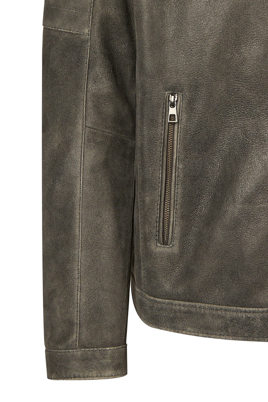 Dexter Male Gray Mandarin Collar Leather Jacket
