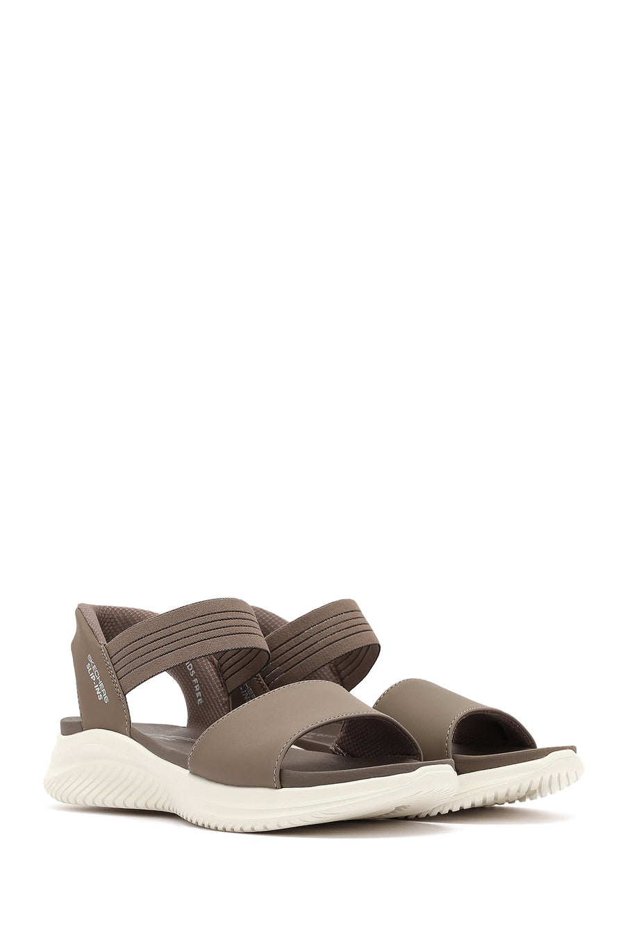 Skechers Women's Beige Ultra Flex 3.0 - Summerville Chunky Sole Fabric Sandals