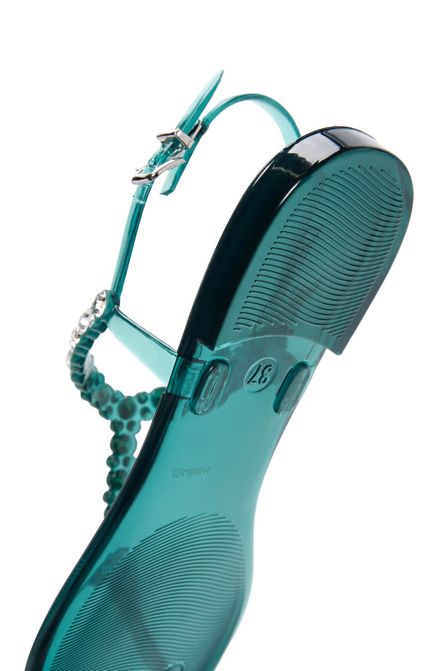 Women's Blue Ankle Strap Stone Flip Flops Sandals