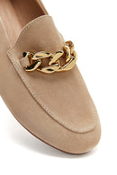 Women's Leather Suede Chain Loafer | Derimod