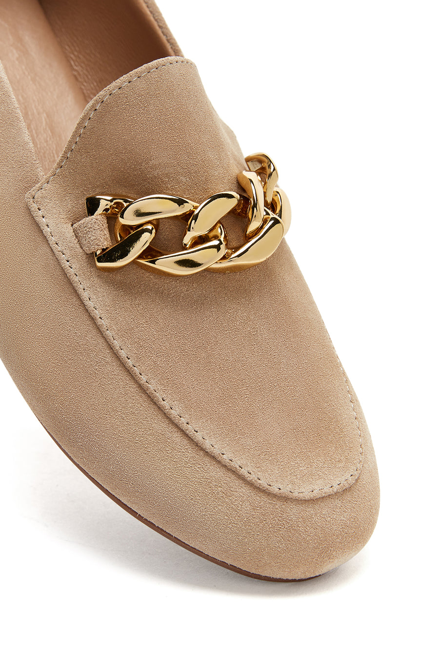 Women's Leather Suede Chain Loafer