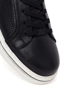 Erkek Siyah Bağcıklı Deri Sneaker | Derimod