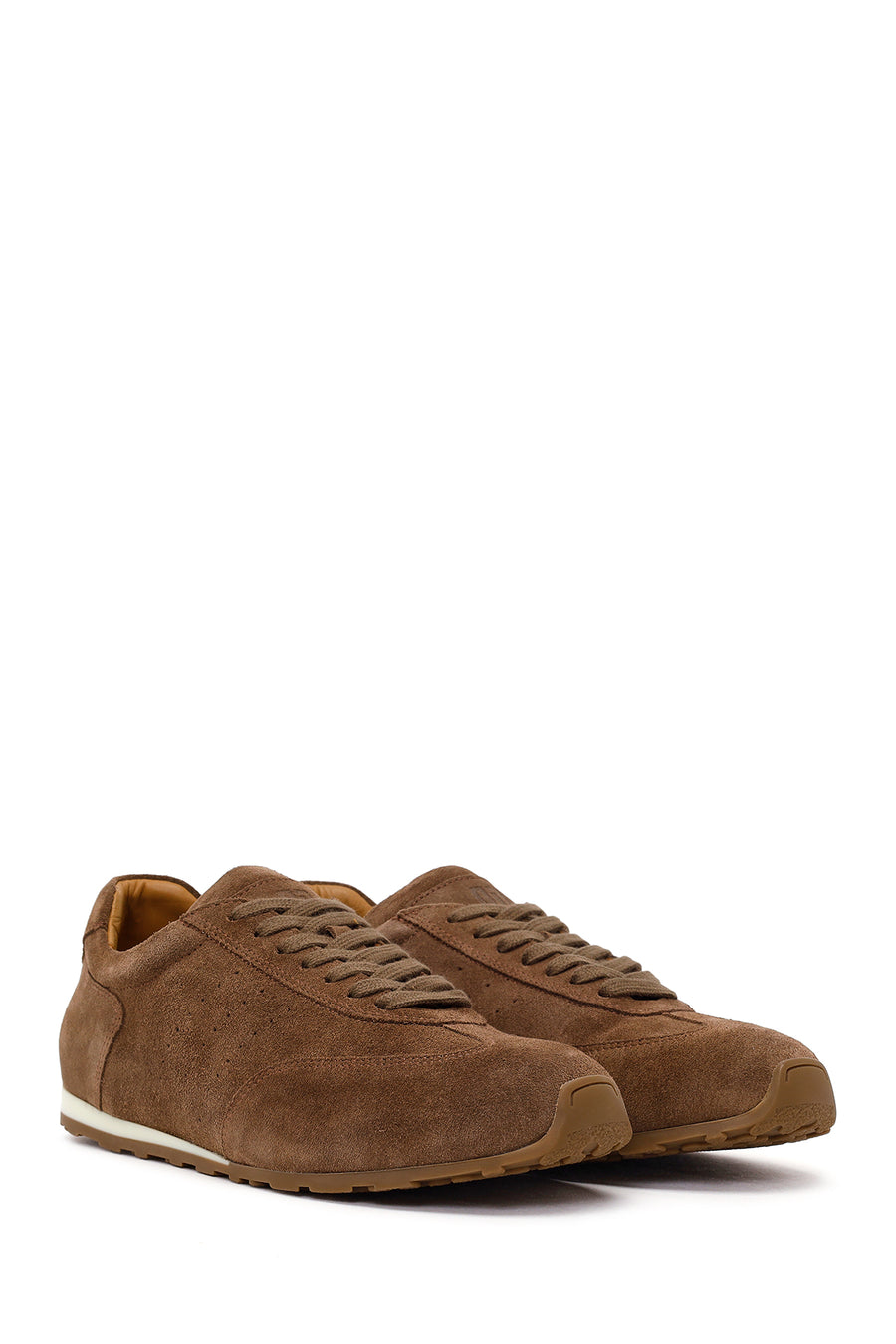 Erkek Kahverengi Bağcıklı Süet Deri Sneaker