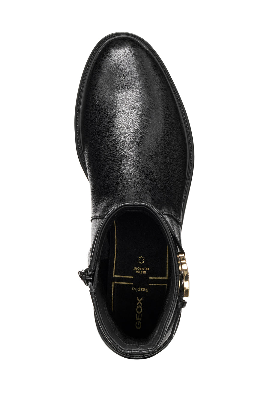 Geox Women Black D Walk Pleasure A - Goat Lea Zippered Leather Boot