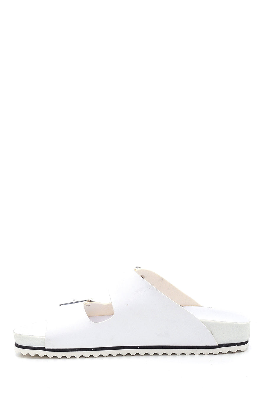 Women's White Double Buckle Slippers