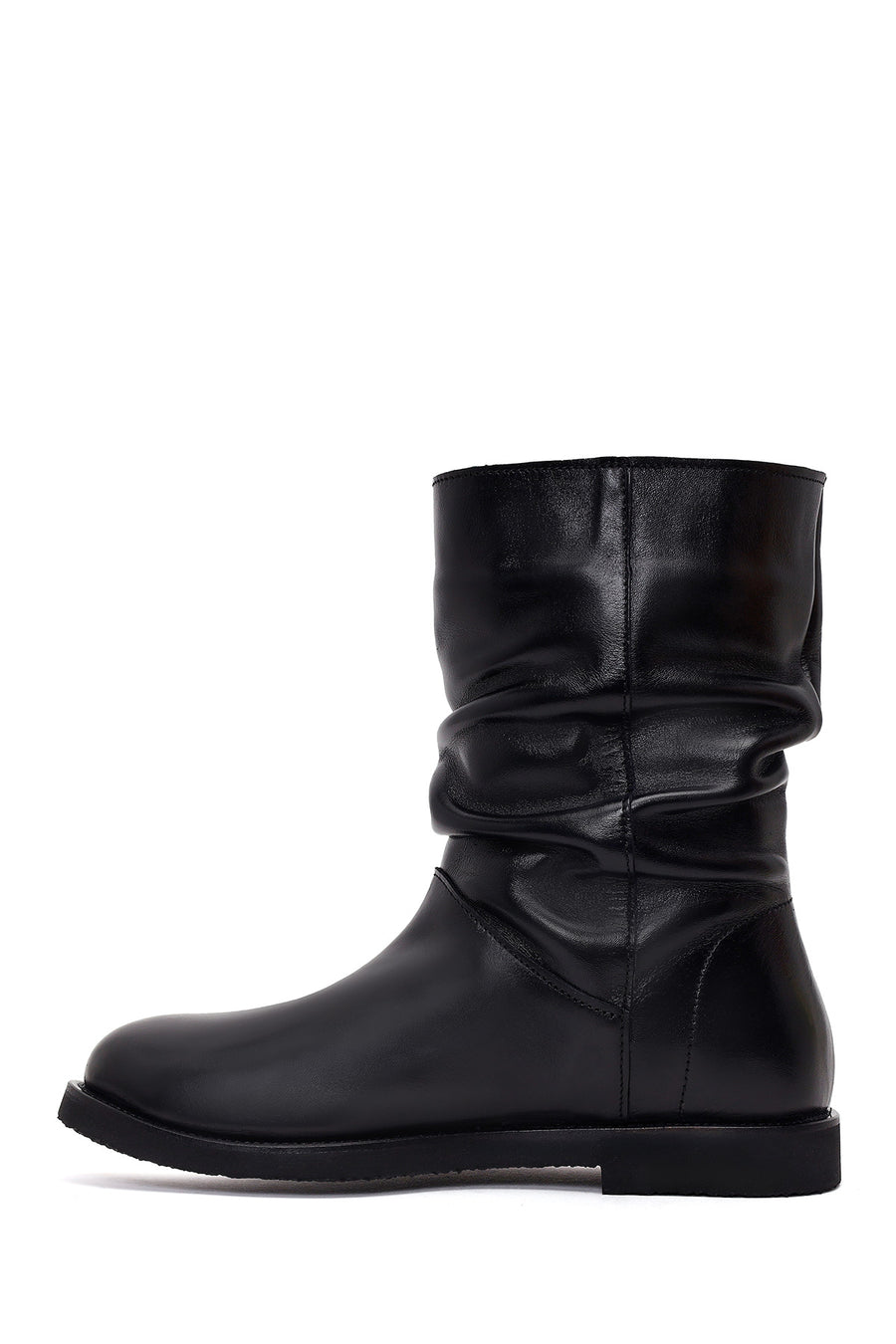 Woman Black Leather Casual Boots