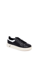 Erkek Siyah Bağcıklı Deri Sneaker | Derimod