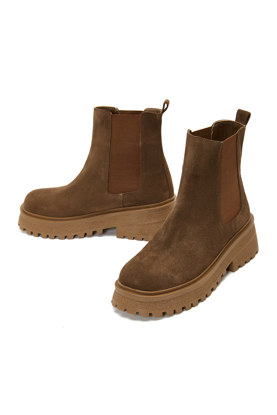 Women's Tan Suede Leather Chelsea Boots