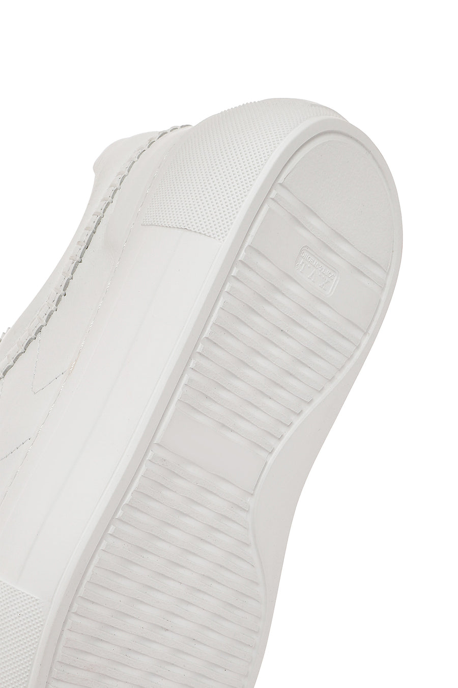 Women's White Lace-up Thick-Sole Leather Sneaker
