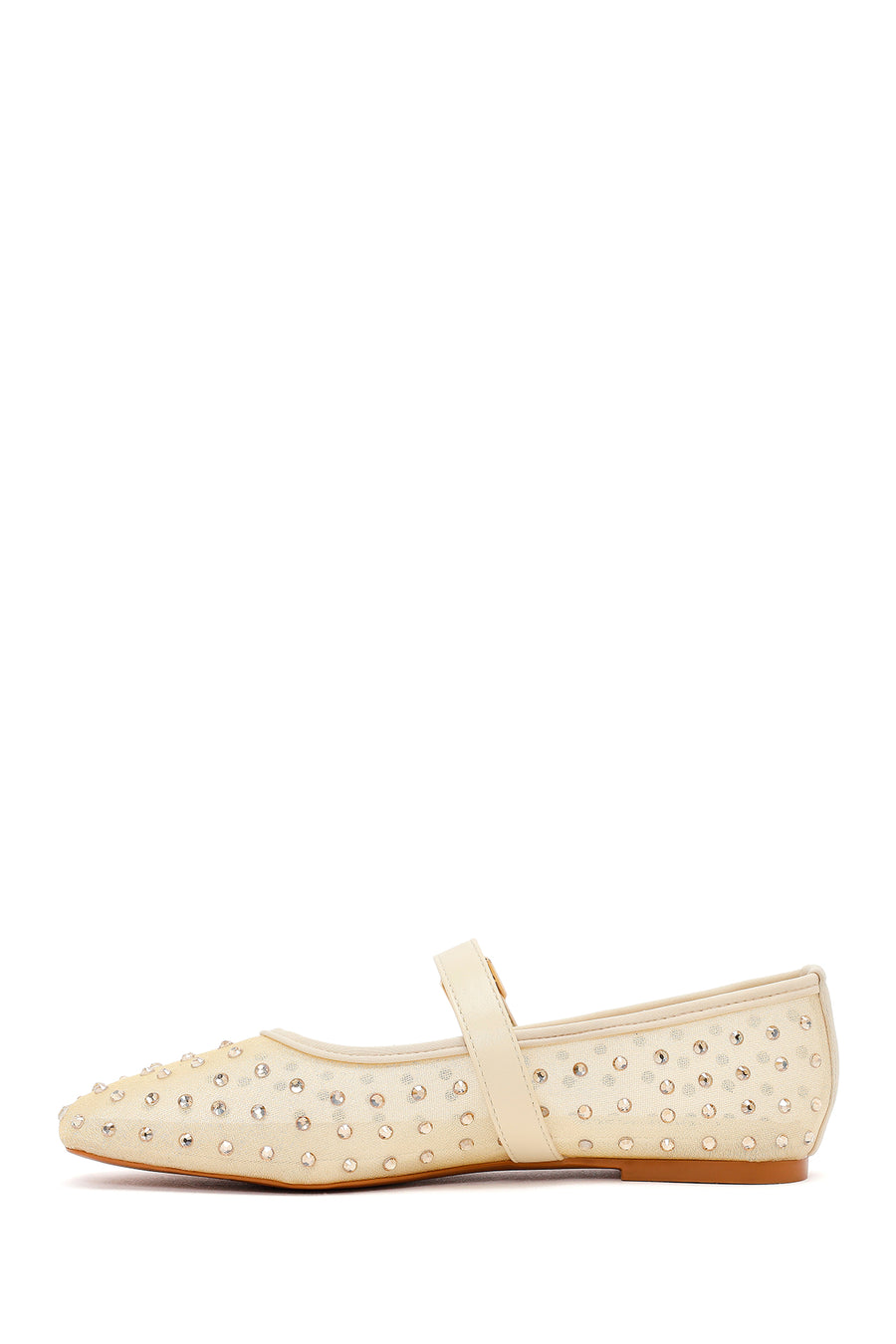Women's Fabric Ballet Flats with Gold Buckle and Rhinestones