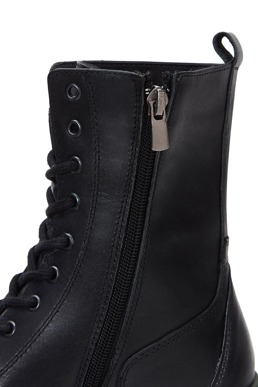 Women's Black Leather Zippered Boots