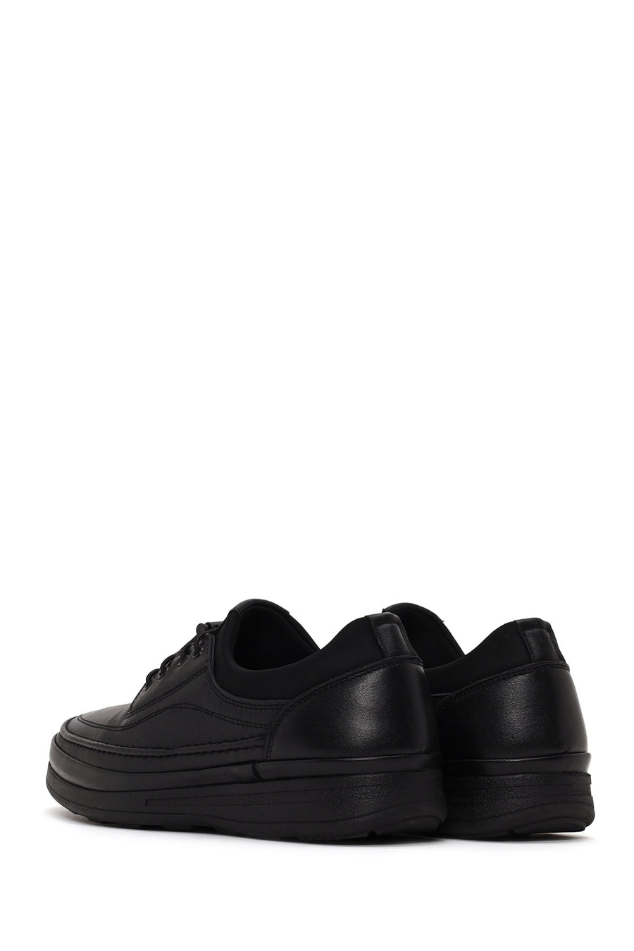 Male Black Lace-Up Leather Casual Shoes
