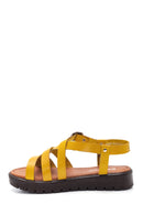 Women's Yellow Leather Flat Bodrum Sandals | Derimod