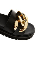 Women's Black Buckle Flat Slippers | Derimod