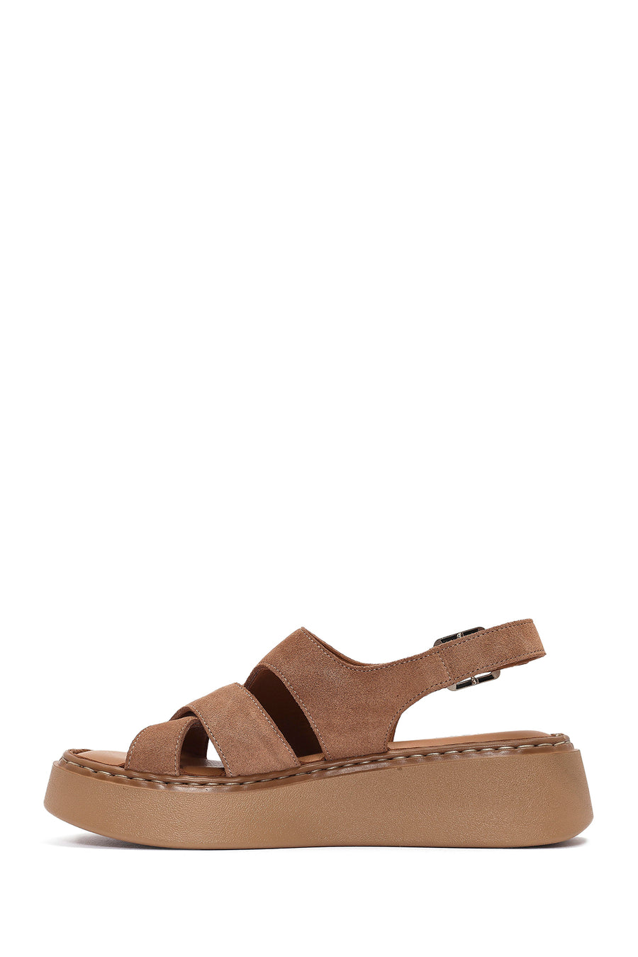 Women's Powder Ankle Buckle Thick Soled Suede Leather Comfort Sandals