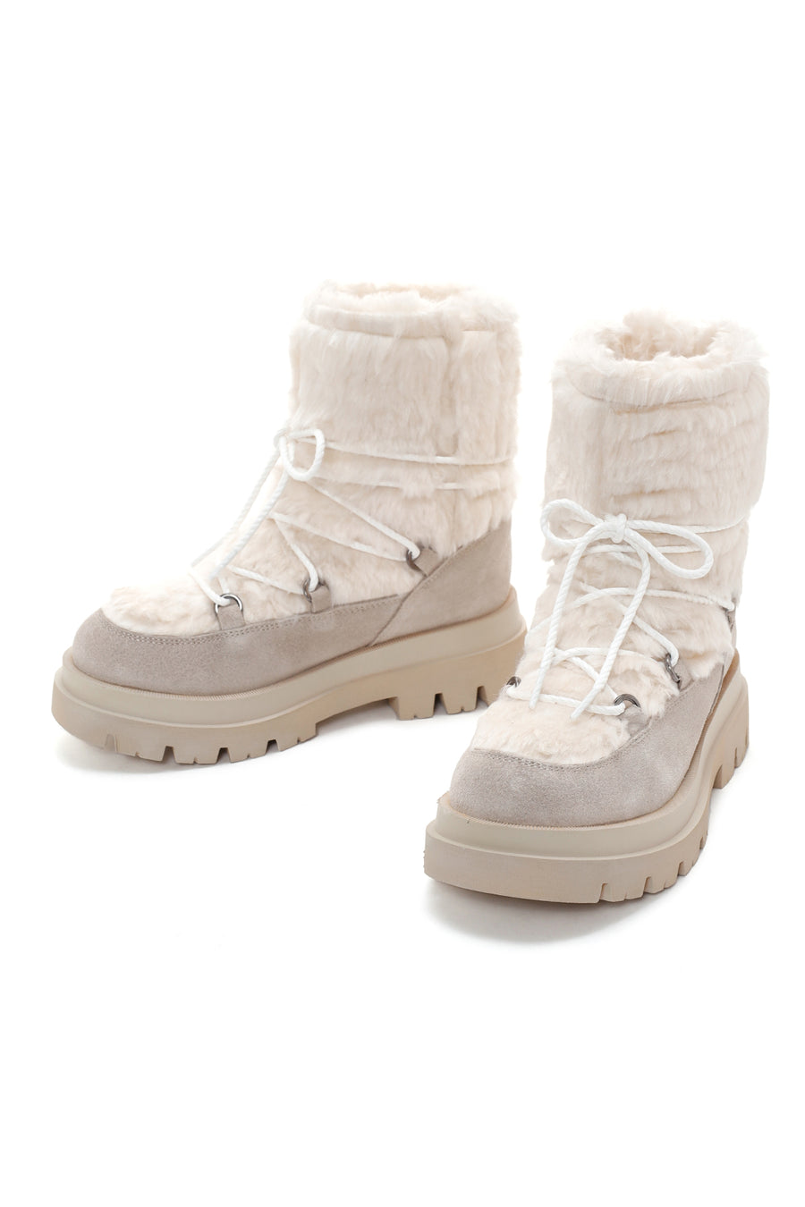 Women's Beige Plush Suede Leather Boots