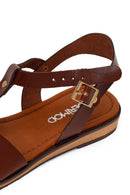 Women's Brown Buckle Leather Bodrum Sandals | Derimod