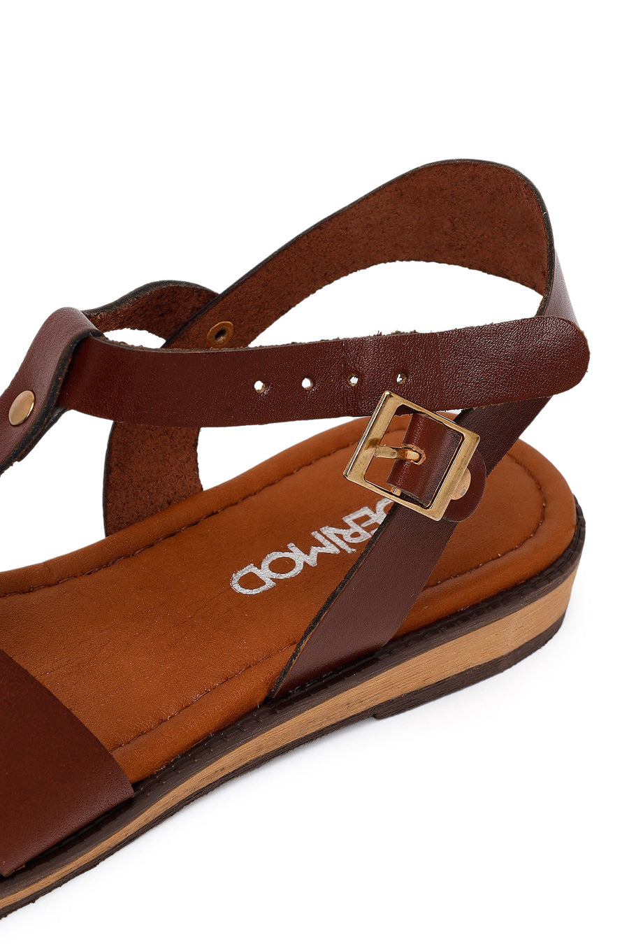 Women's Brown Buckle Leather Bodrum Sandals