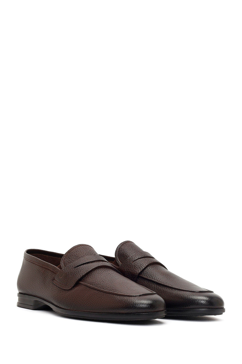 Erkek Kahverengi Deri Klasik Loafer