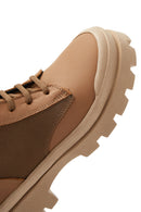 Women's Tan Zippered Leather Boots | Derimod