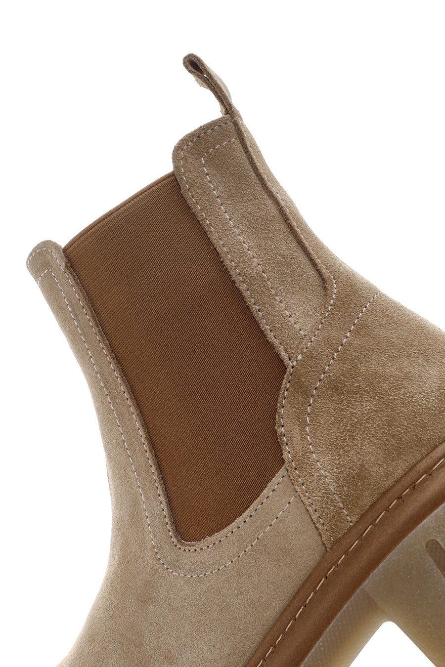 Women's Beige Thick Soled Casual Chelsea Suede Leather Boots