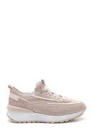 Women's Leather Suede High Sole Sneaker | Derimod